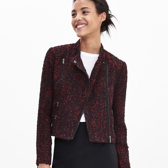 Banana Republic Jackets & Blazers - NWOT Banana Republic Red/Black Moto jacket size 2